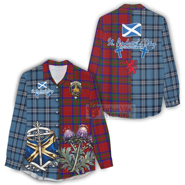 MacGilvery (McGilvery) Tartan Women's Casual Shirt Happy St. Andrew's Day Half Tartan Style - Tartan Vibes Clothing