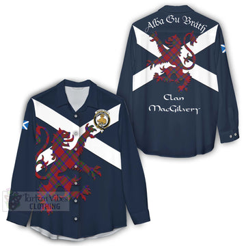 MacGilvery (McGilvery) Tartan Lion Rampant Women's Casual Shirt Proudly Display Your Heritage with Alba Gu Brath and Clan Name - Tartan Vibes Clothing