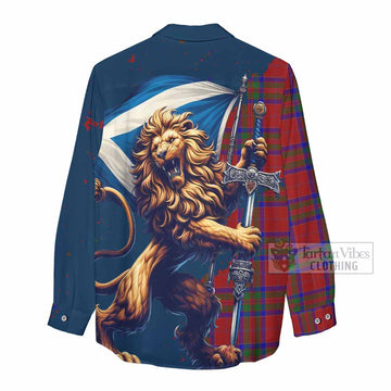 MacGilvery (McGilvery) Tartan Family Crest Women's Casual Shirt with Scottish Majestic Lion - Tartan Vibes Clothing