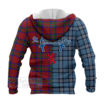 MacGilvery (McGilvery) Tartan Knitted Hoodie Happy St. Andrew's Day Half Tartan Style - Tartan Vibes Clothing