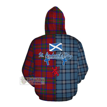 MacGilvery (McGilvery) Tartan Cotton Hoodie Happy St. Andrew's Day Half Tartan Style Pullover Hoodie - Tartan Vibes Clothing