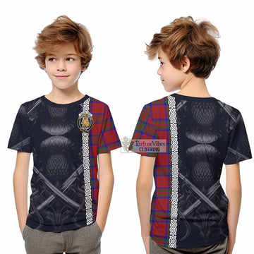 MacGilvery (McGilvery) Tartan Kid T-Shirt with Family Crest Cross Sword Thistle Celtic Vibes - Tartan Vibes Clothing