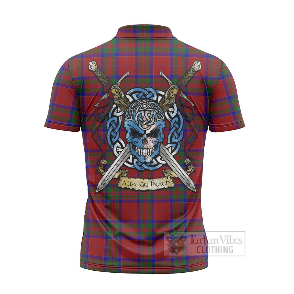 MacGilvery (McGilvery) Tartan Zipper Polo Shirt with Family Crest Celtic Skull Style - Tartan Vibes Clothing