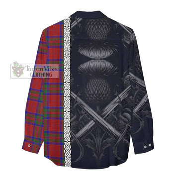 MacGilvery (McGilvery) Tartan Women's Casual Shirt with Family Crest Cross Sword Thistle Celtic Vibes - Tartan Vibes Clothing