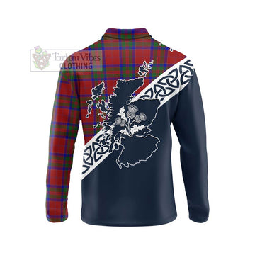 MacGilvery (McGilvery) Tartan Long Sleeve Polo Shirt Featuring Thistle and Scotland Map - Tartan Vibes Clothing