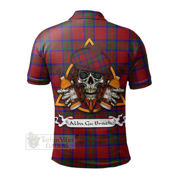 MacGilvery (McGilvery) Tartan Polo Shirt with Family Crest and Bearded Skull Holding Bottles of Whiskey - Tartan Vibes Clothing