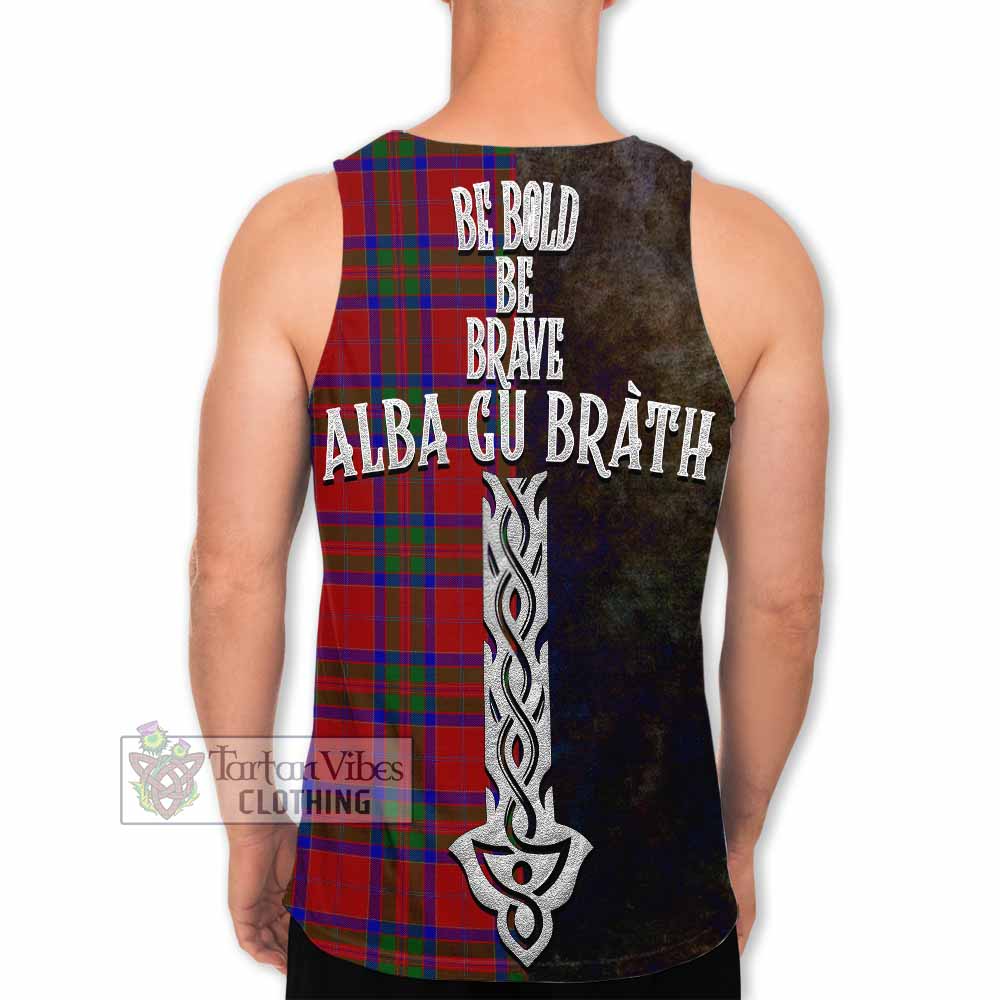Tartan Vibes Clothing MacGilvery (McGilvery) Tartan Family Crest Men's Tank Top Alba Gu Brath Be Brave Lion Ancient Style