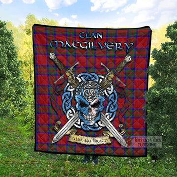 MacGilvery (McGilvery) Tartan Quilt with Celtic Skull Alba Gu Brath Style - Tartan Vibes Clothing