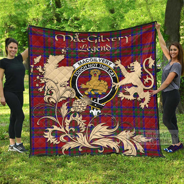 Tartan Vibes Clothing MacGilvery (McGilvery) Tartan Quilt with Family Crest and Scottish Symbol Style