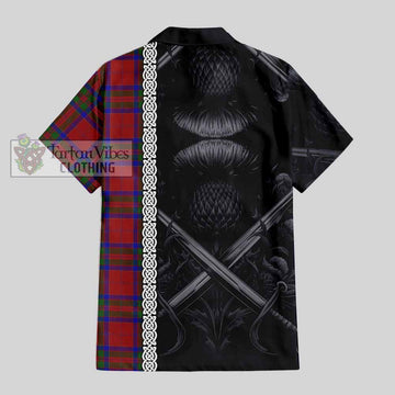 MacGilvery (McGilvery) Tartan Hawaiian Shirt with Family Crest Cross Sword Thistle Celtic Vibes - Tartan Vibes Clothing