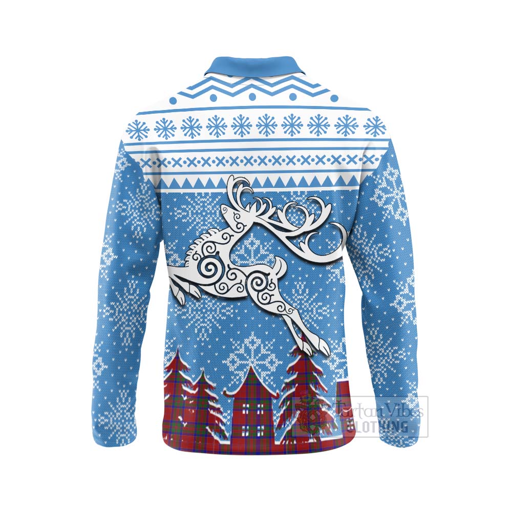 MacGilvery (McGilvery) Clan Christmas Long Sleeve Polo Shirt Celtic Reindeer Style - Tartan Vibes Clothing