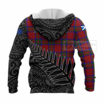 Tartan Vibes Clothing MacGilvery (McGilvery) Crest Tartan Knitted Hoodie with New Zealand Silver Fern Half Style