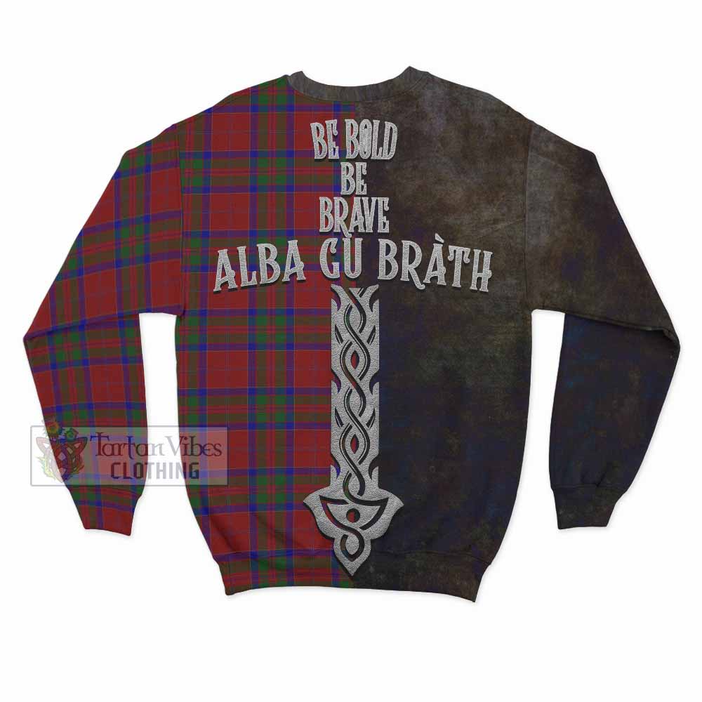 Tartan Vibes Clothing MacGilvery (McGilvery) Tartan Family Crest Sweatshirt Alba Gu Brath Be Brave Lion Ancient Style