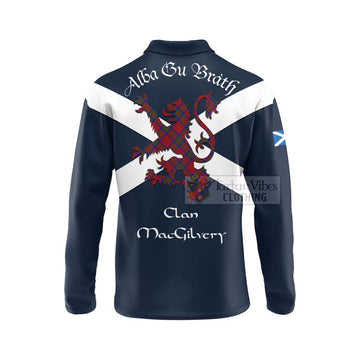 MacGilvery (McGilvery) Tartan Lion Rampant Long Sleeve Polo Shirt Proudly Display Your Heritage with Alba Gu Brath and Clan Name - Tartan Vibes Clothing