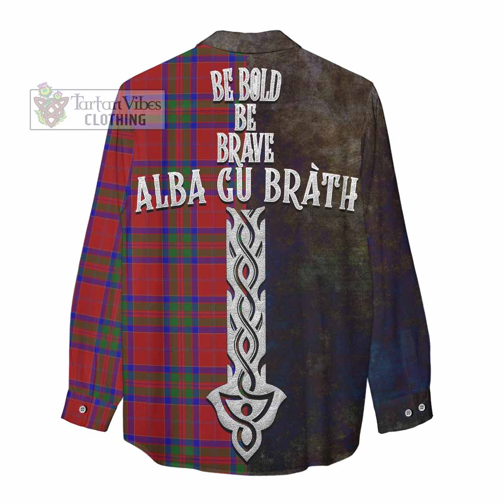 Tartan Vibes Clothing MacGilvery (McGilvery) Tartan Family Crest Women's Casual Shirt Alba Gu Brath Be Brave Lion Ancient Style