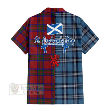 MacGilvery (McGilvery) Tartan Hawaiian Shirt Happy St. Andrew's Day Half Tartan Style - Tartan Vibes Clothing