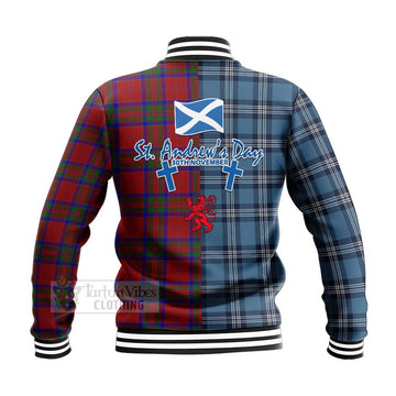 MacGilvery (McGilvery) Tartan Baseball Jacket Happy St. Andrew's Day Half Tartan Style - Tartan Vibes Clothing