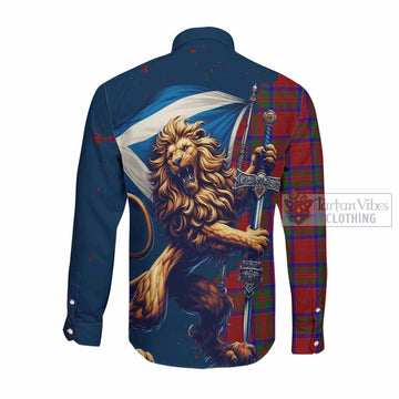 MacGilvery (McGilvery) Tartan Family Crest Long Sleeve Button Shirt with Scottish Majestic Lion Men's Shirt - Tartan Vibes Clothing