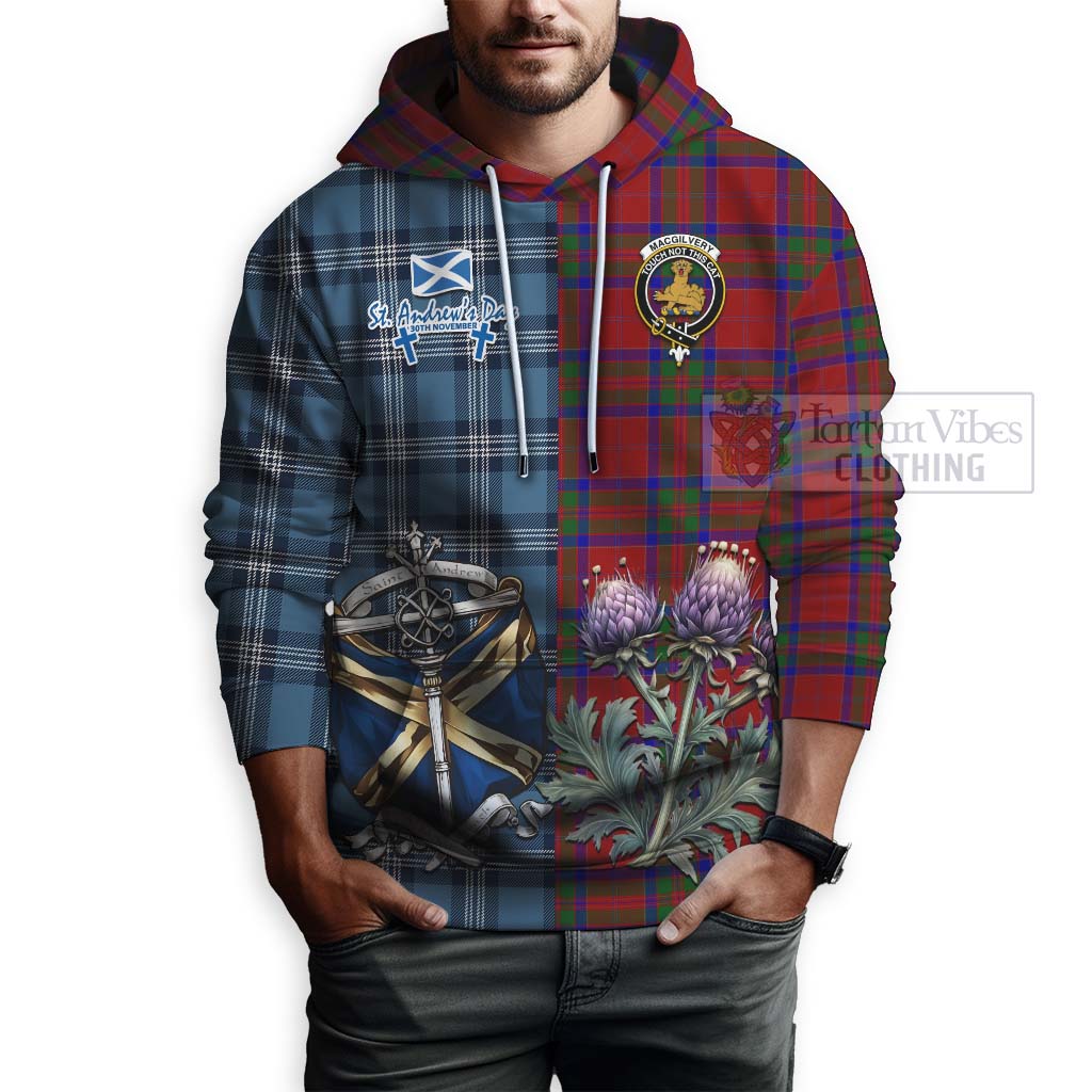 MacGilvery (McGilvery) Tartan Hoodie Happy St. Andrew's Day Half Tartan Style - Tartan Vibes Clothing