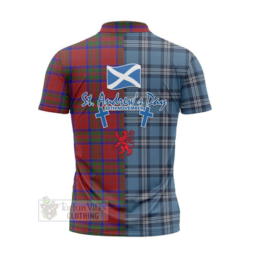 MacGilvery (McGilvery) Tartan Zipper Polo Shirt Happy St. Andrew's Day Half Tartan Style - Tartan Vibes Clothing
