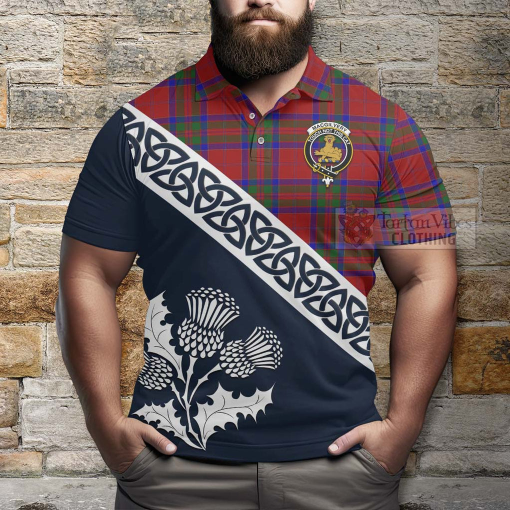 MacGilvery (McGilvery) Tartan Polo Shirt Featuring Thistle and Scotland Map - Tartanvibesclothing Store