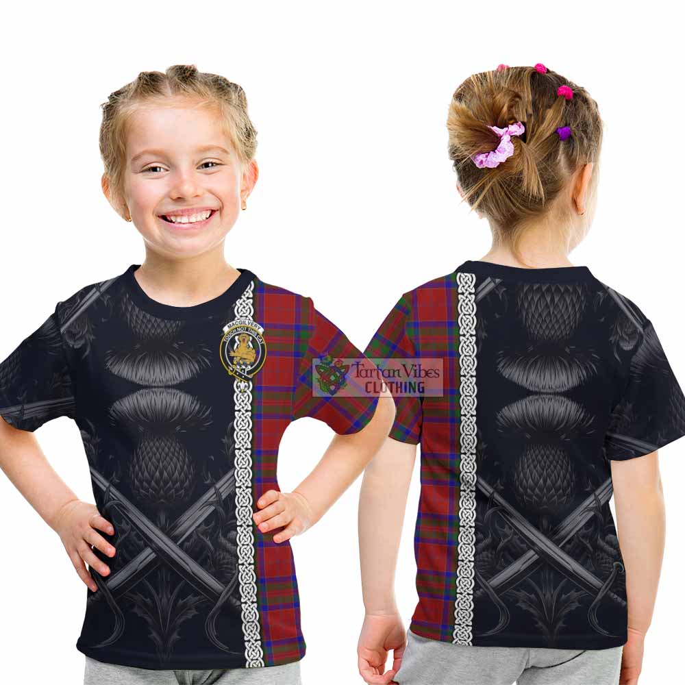 MacGilvery (McGilvery) Tartan Kid T-Shirt with Family Crest Cross Sword Thistle Celtic Vibes - Tartan Vibes Clothing