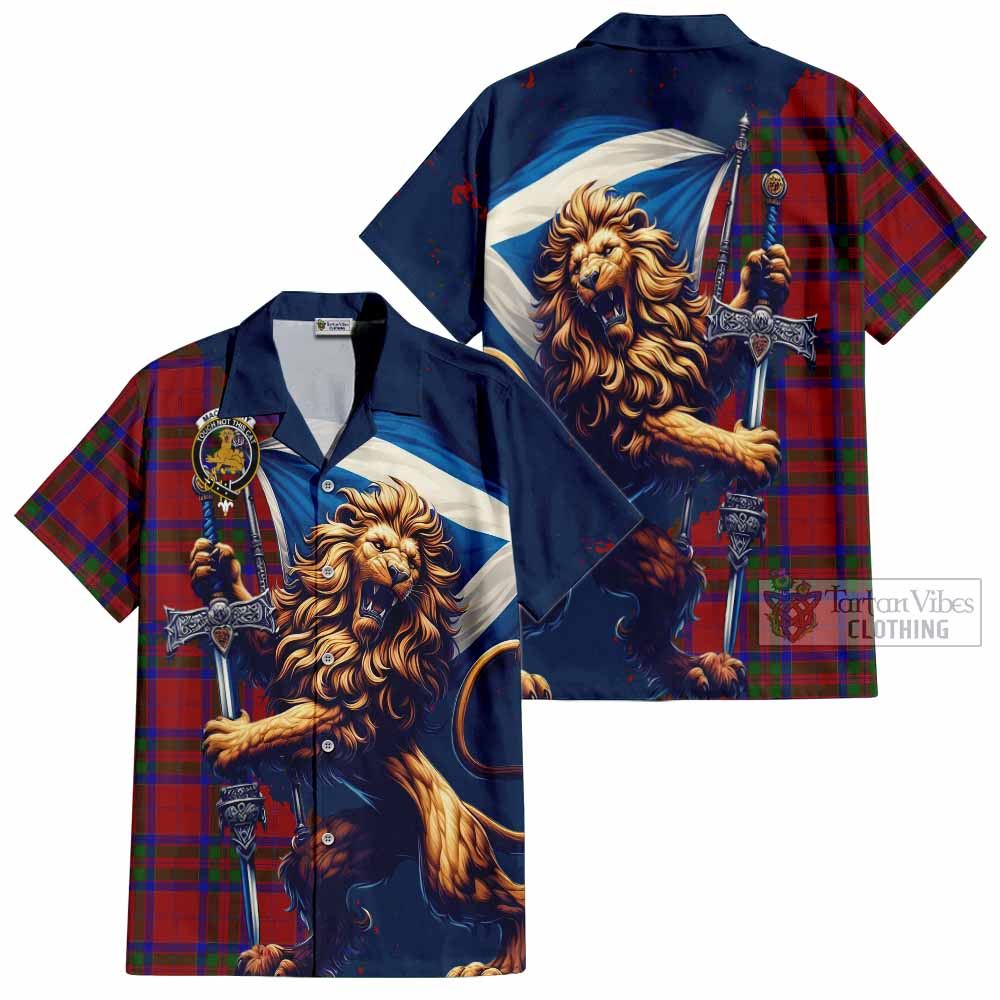 MacGilvery (McGilvery) Tartan Family Crest Hawaiian Shirt with Scottish Majestic Lion - Tartan Vibes Clothing