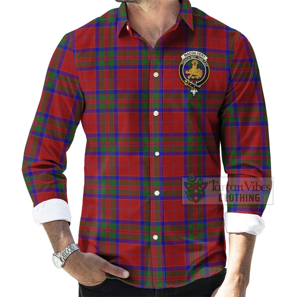 MacGilvery (McGilvery) Tartan Long Sleeve Button Shirt with Family Crest Celtic Skull Style - Tartan Vibes Clothing