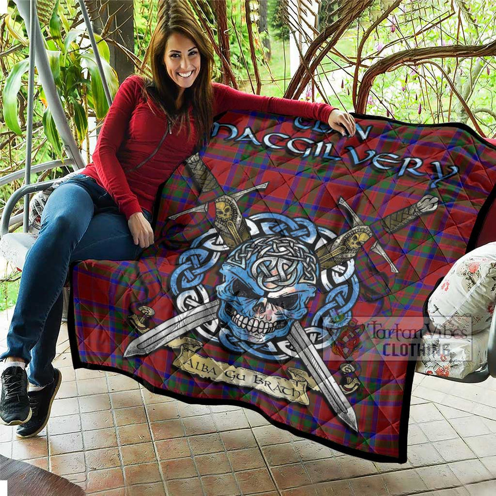 MacGilvery (McGilvery) Tartan Quilt with Celtic Skull Alba Gu Brath Style - Tartan Vibes Clothing