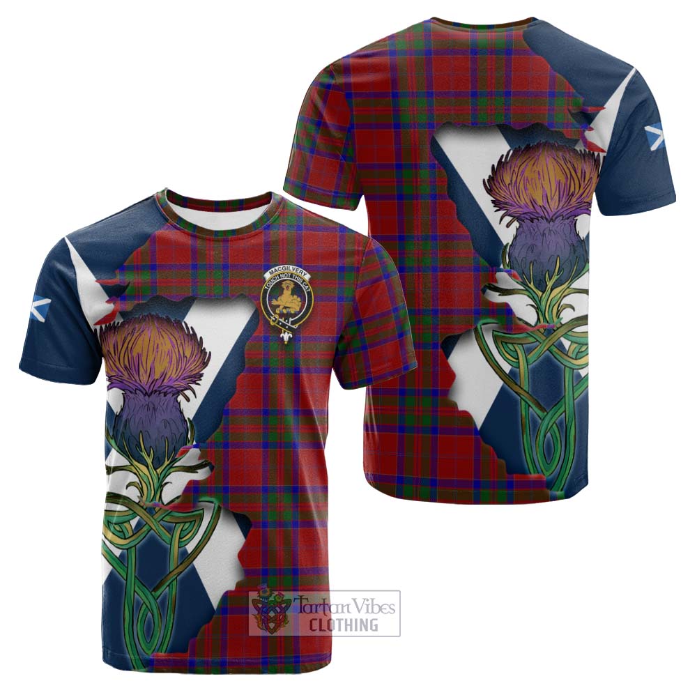 Tartan Vibes Clothing MacGilvery (McGilvery) Tartan Family Crest Cotton T-shirt Scottish Thistle Celtic Inspired
