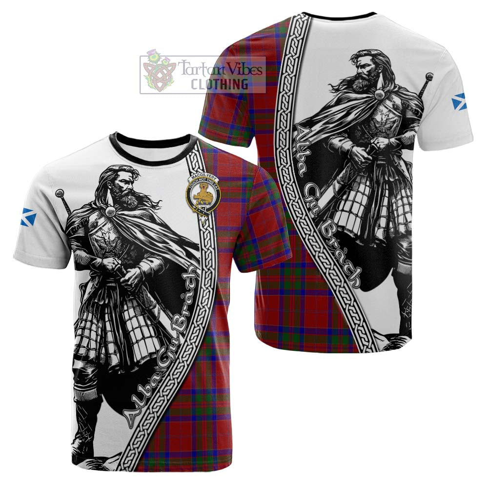 MacGilvery (McGilvery) Tartan Clan Crest Cotton T-shirt with Highlander Warrior Celtic Style
