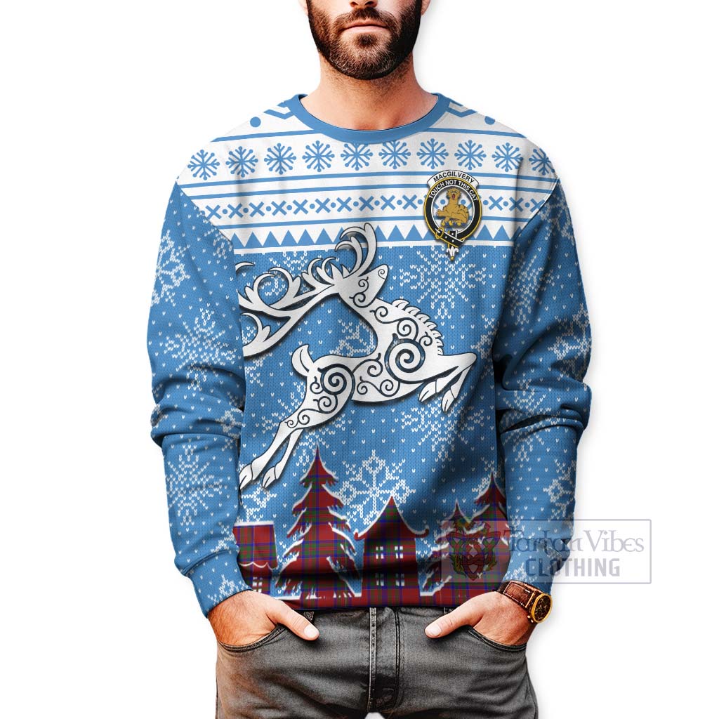MacGilvery (McGilvery) Clan Christmas Sweatshirt Celtic Reindeer Style - Tartan Vibes Clothing