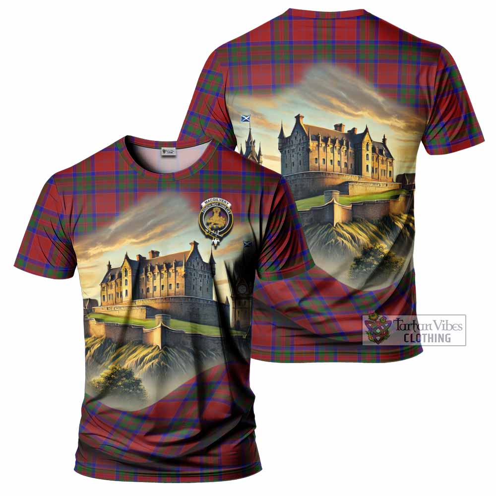 MacGilvery (McGilvery) Tartan Family Crest T-Shirt with Scottish Ancient Castle Style - Tartan Vibes Clothing