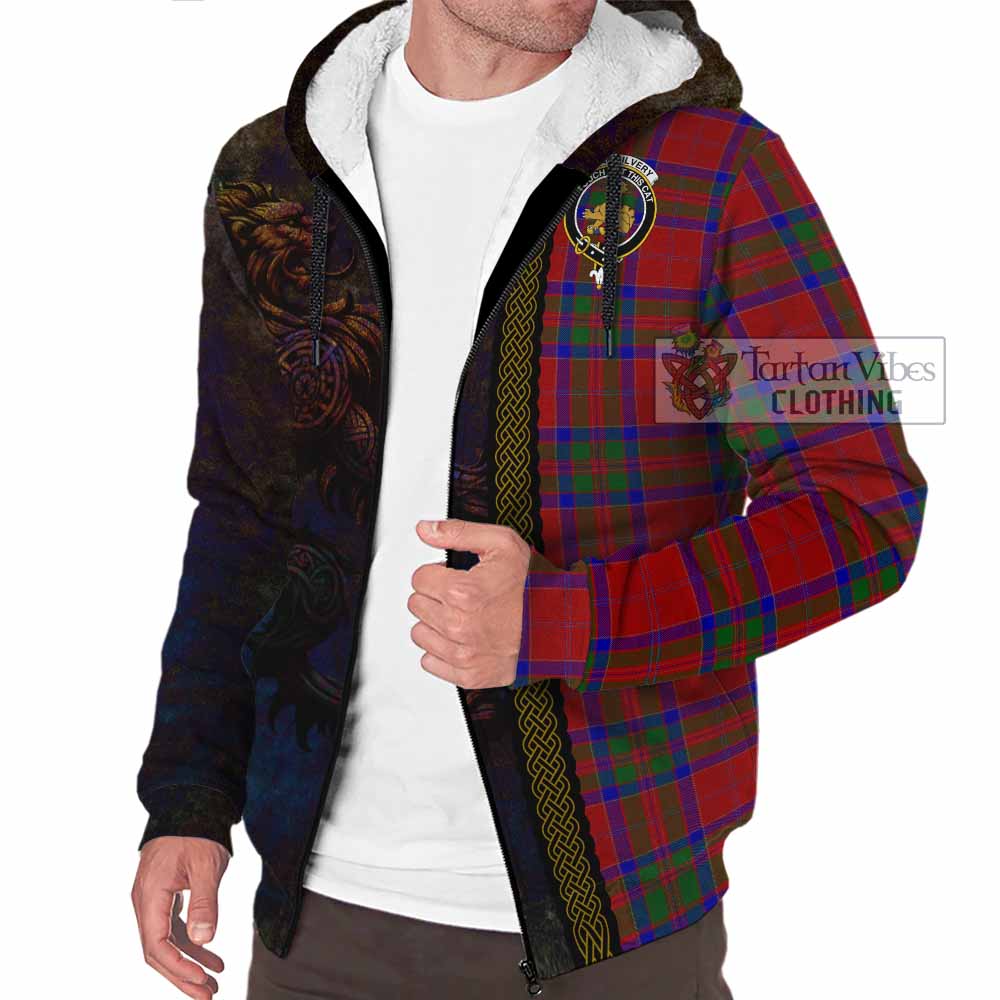 Tartan Vibes Clothing MacGilvery (McGilvery) Tartan Family Crest Sherpa Hoodie Alba Gu Brath Be Brave Lion Ancient Style