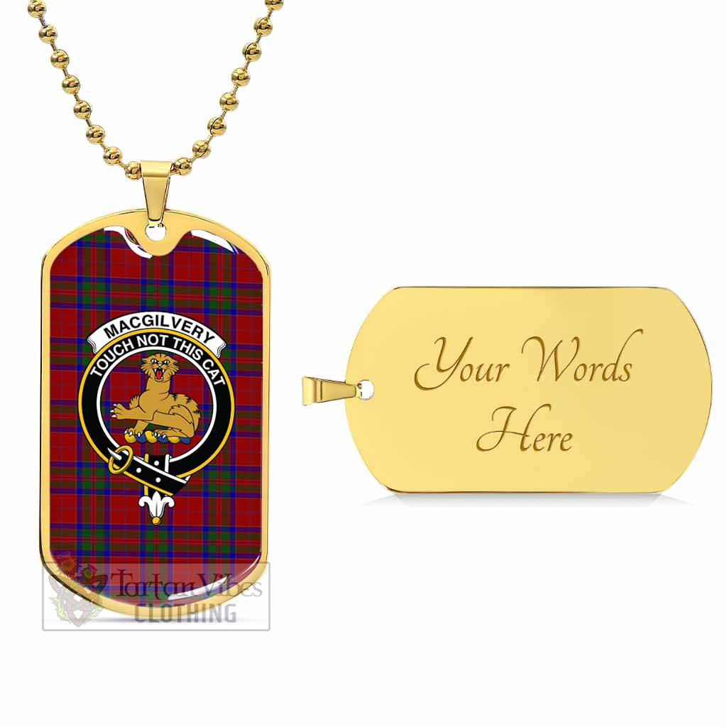 MacGilvery (McGilvery) Tartan Dog Tag Necklace with Family Crest Gold Yes - Tartan Vibes Clothing