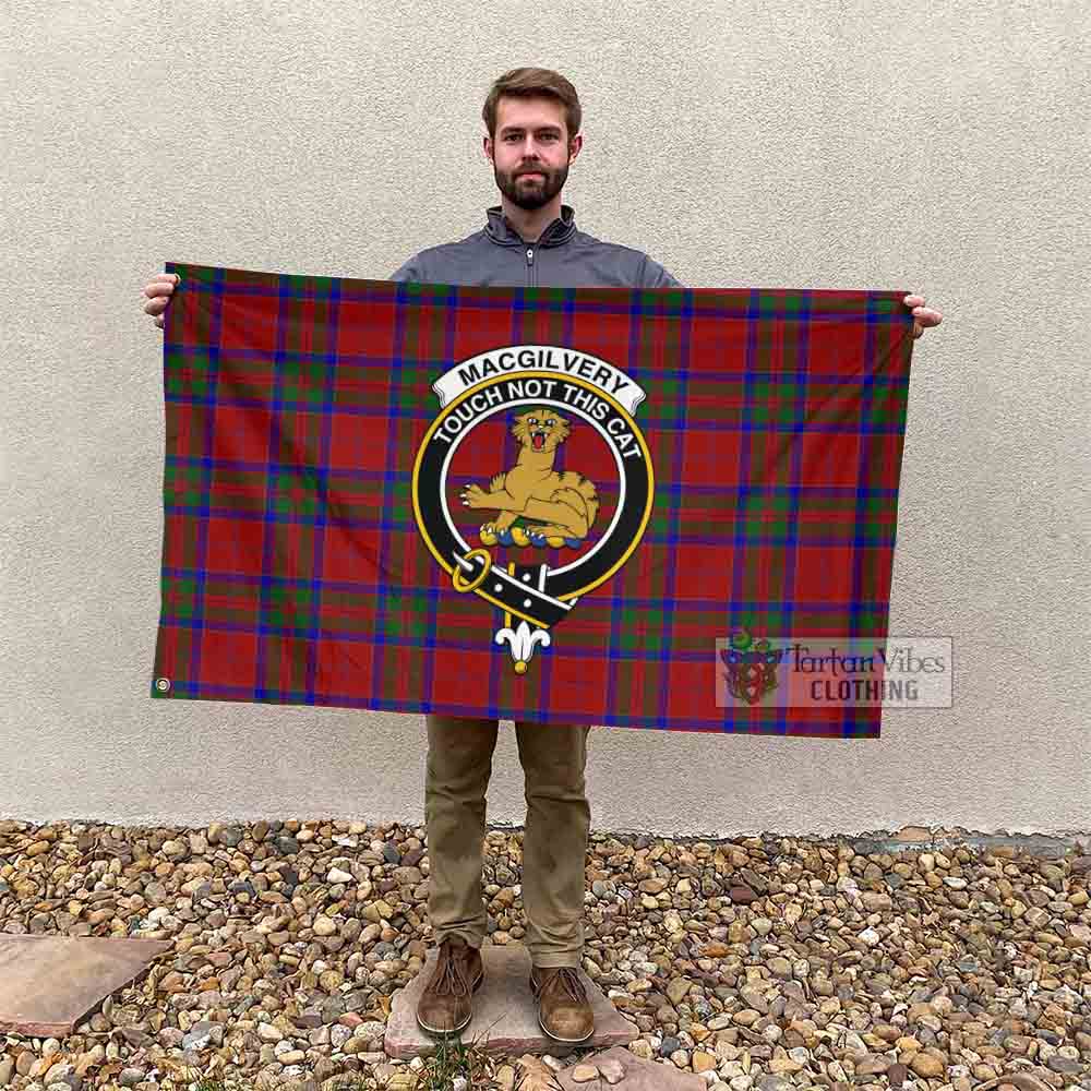 Tartan Vibes Clothing MacGilvery (McGilvery) Tartan House Flag with Family Crest