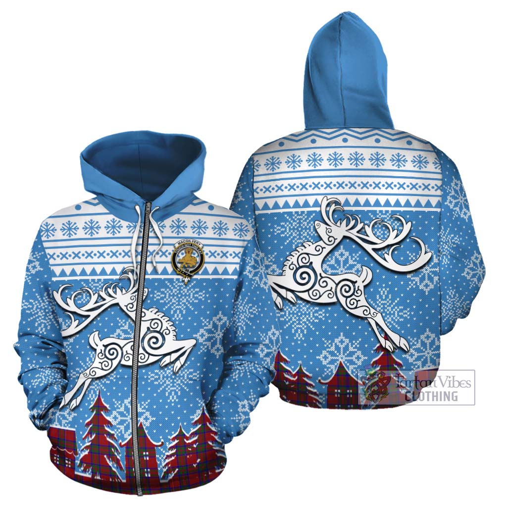 MacGilvery (McGilvery) Clan Christmas Cotton Hoodie Celtic Reindeer Style - Tartan Vibes Clothing