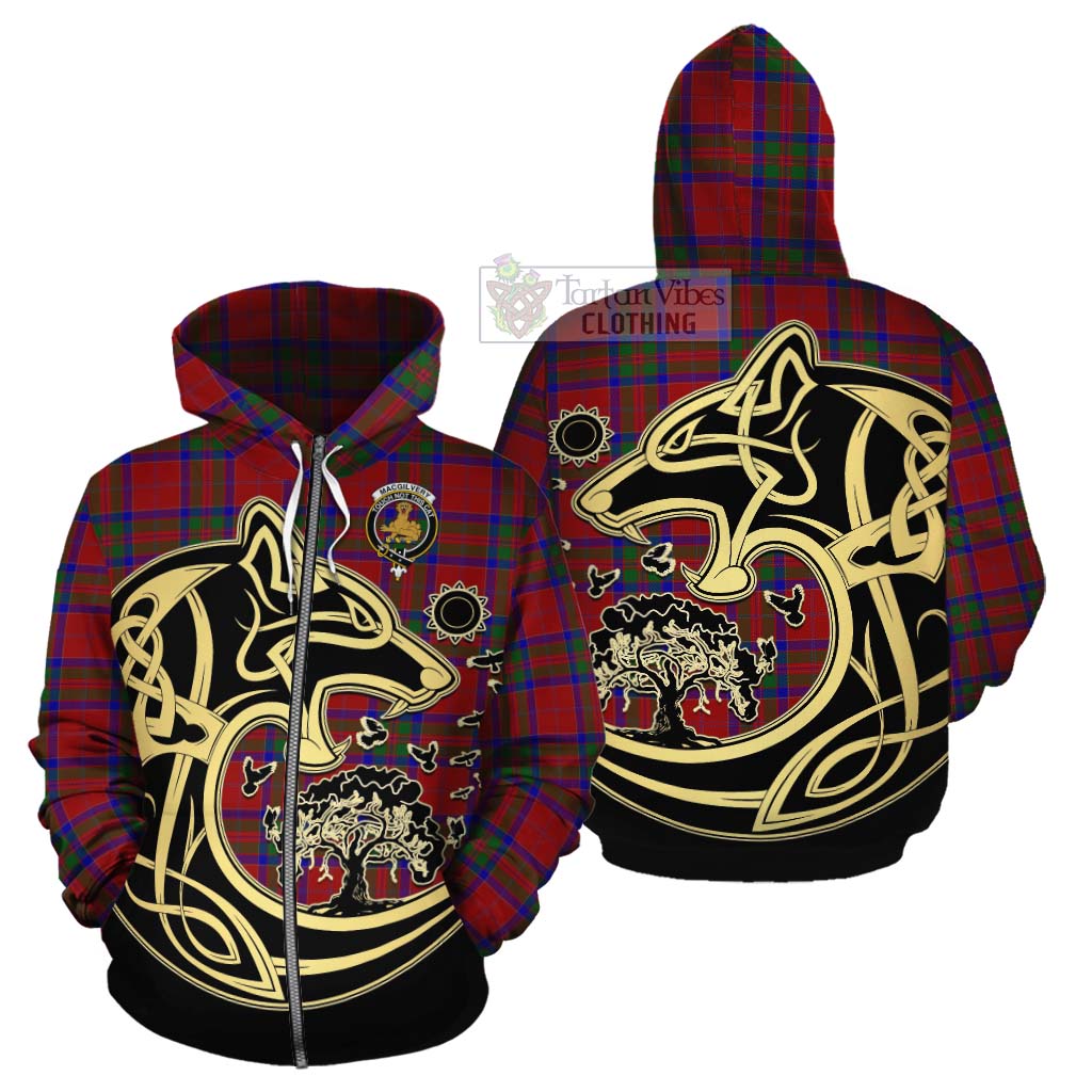 MacGilvery (McGilvery) Tartan Cotton Hoodie with Family Crest Celtic Wolf Style - Tartan Vibes Clothing