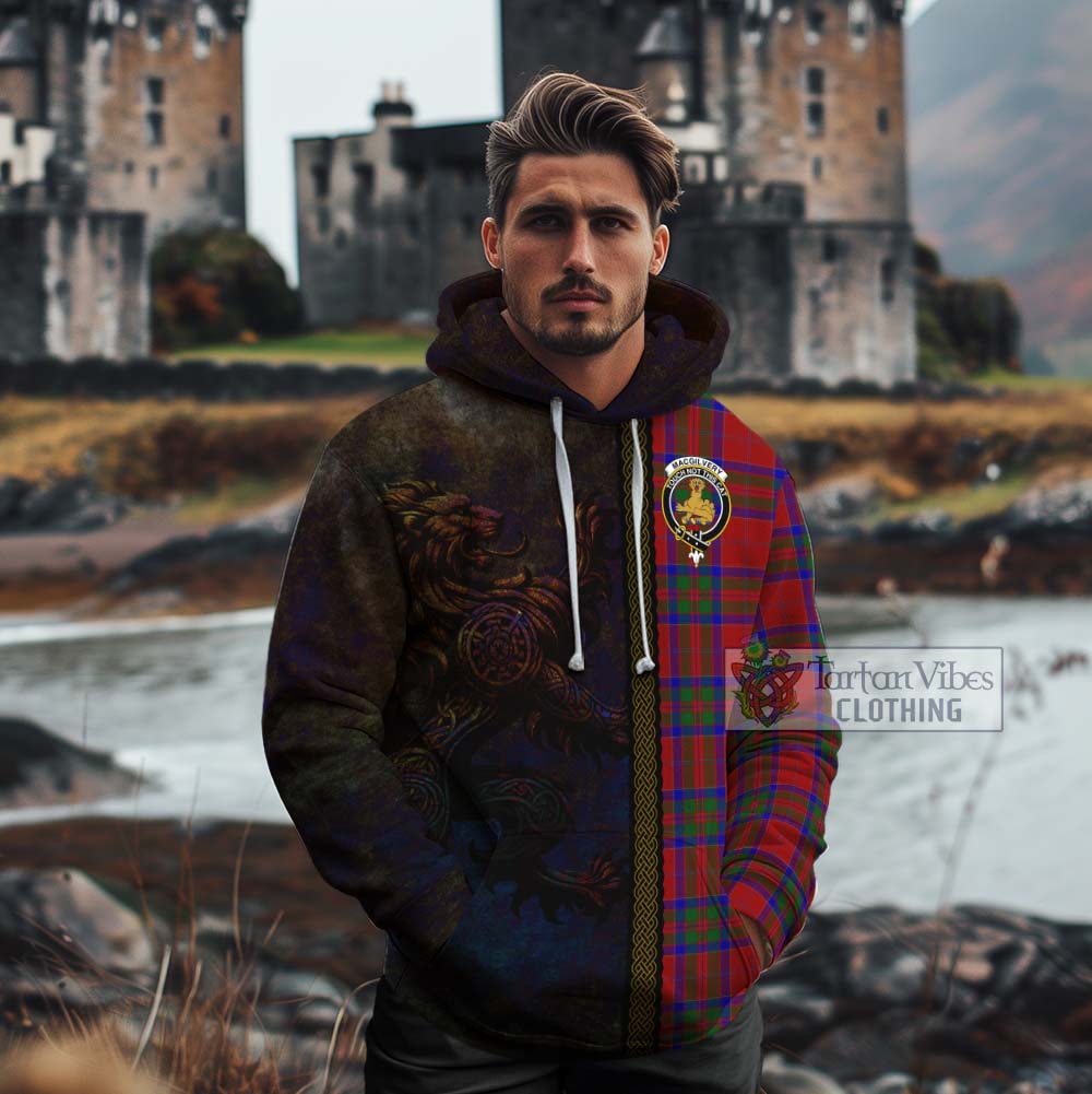 Tartan Vibes Clothing MacGilvery (McGilvery) Tartan Family Crest Cotton Hoodie Alba Gu Brath Be Brave Lion Ancient Style