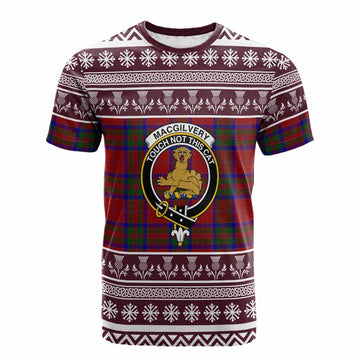 MacGilvery (McGilvery) Clan Tartan Christmas Cotton T-shirt with Family Crest