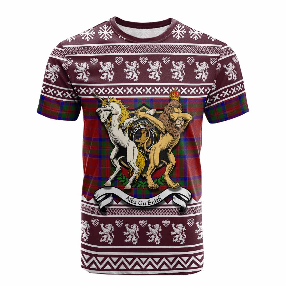MacGilvery (McGilvery) Clan Tartan Crest Christmas Cotton T-shirt Coat of Arms Funny Style - Tartan Vibes Clothing