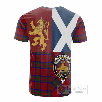 MacGilvery (McGilvery) Crest Tartan Cotton T-shirt with Lion Rampant Saltire Style