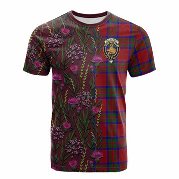 MacGilvery (McGilvery) Family Crest Tartan Cotton T-shirt Scottish Thistle Flower Pattern Half Style