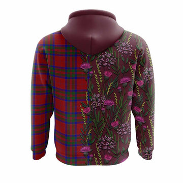 MacGilvery (McGilvery) Family Crest Tartan Hoodie Scottish Thistle Flower Pattern Half Style - Tartan Vibes Clothing