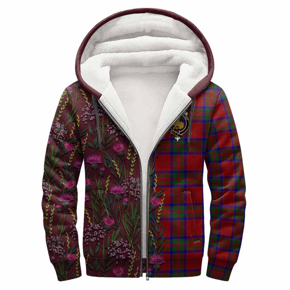 MacGilvery (McGilvery) Family Crest Tartan Sherpa Hoodie Scottish Thistle Flower Pattern Half Style - Tartan Vibes Clothing