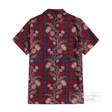 MacGilvery (McGilvery) Tartan Cotton Hawaiian Shirt Seamless Scottish Thistle Flowers