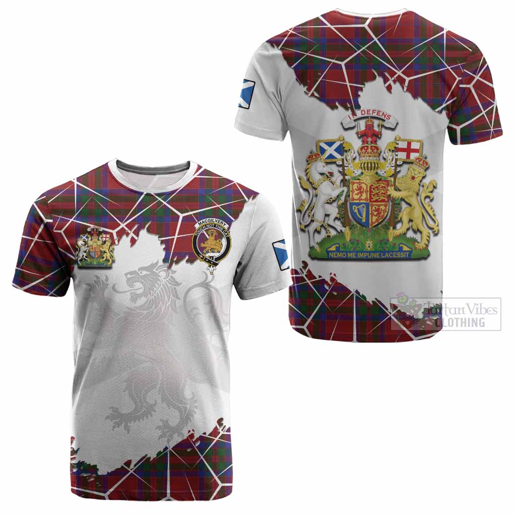 MacGilvery (McGilvery) Tartan Cotton T-shirt with Family Crest and Lion Rampant Grunge Style
