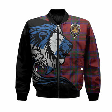 MacGilvery (McGilvery) Tartan Crest Bomber Jacket Scottish Golden Lions Wave Flow