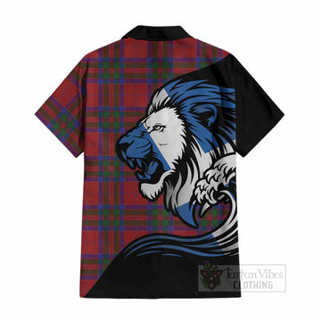 MacGilvery (McGilvery) Tartan Crest Cotton Hawaiian Shirt Scottish Golden Lions Wave Flow
