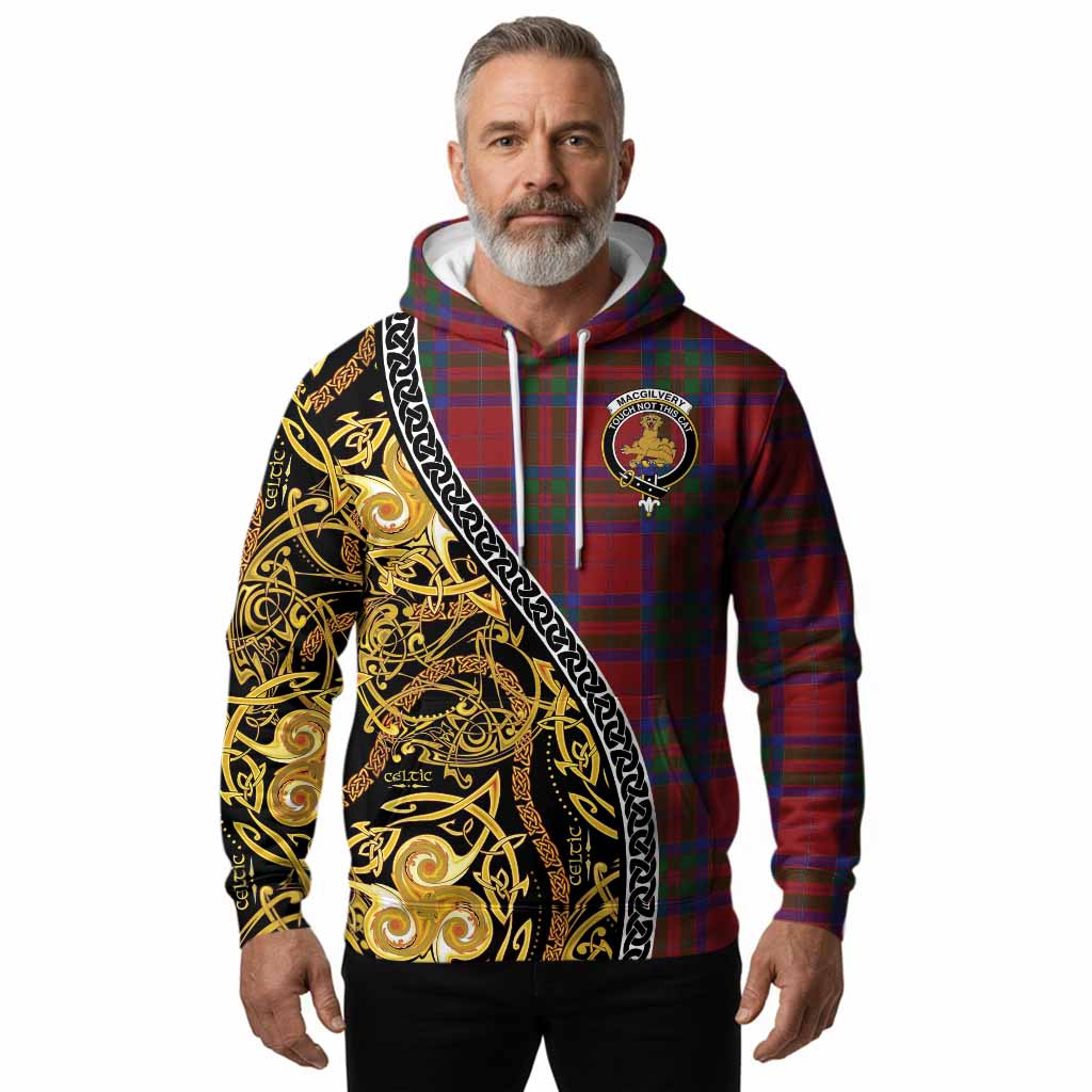 MacGilvery (McGilvery) Tartan Crest Hoodie Celtic Knot and Triple Trickle Spiral Symbols